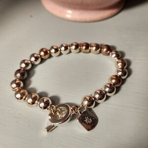Ralph Lauren Silver Aurora Toggle Beaded Bracelet 7"